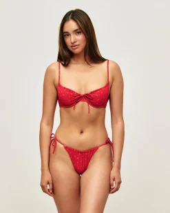 Bas de maillot de bain tanga avec motifs floraux