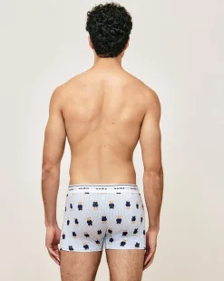 Boxer en coton à rayures et motif oursons