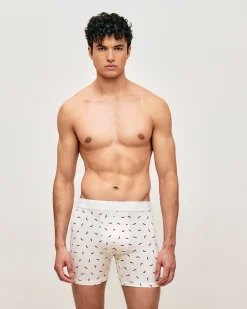 Boxer long en coton avec motif piments