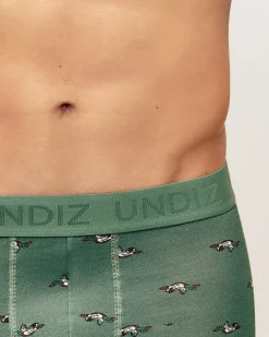 Boxer vert en coton motifs canards