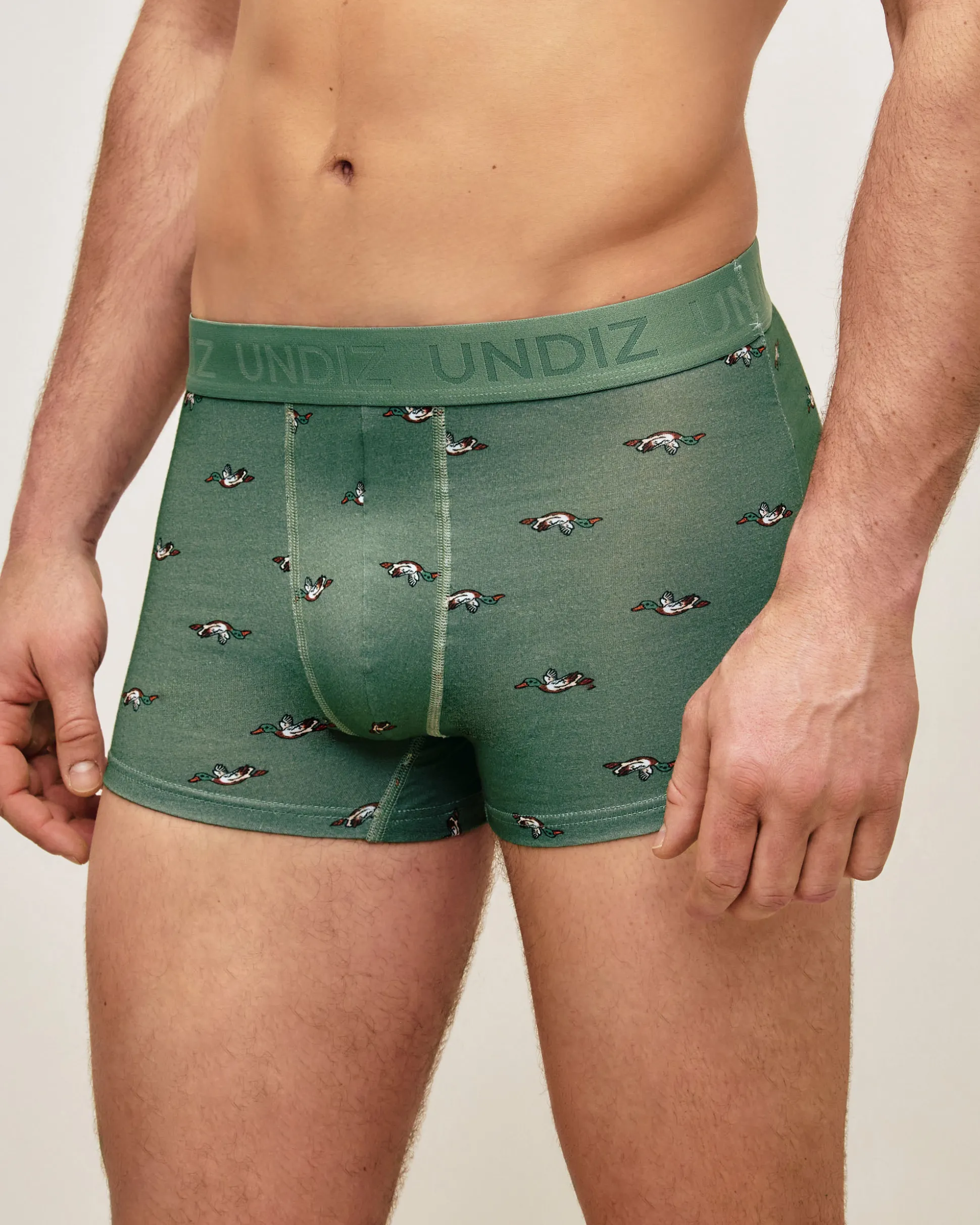 Boxer vert en coton motifs canards