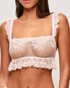 Brassière volantée en dentelle florale