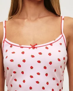Caraco en jersey à motif fraises