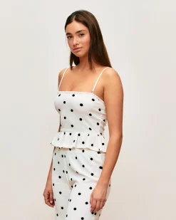Caraco matière texturée motifs à pois