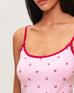 Débardeur avec bretelles réglables à motif cerises