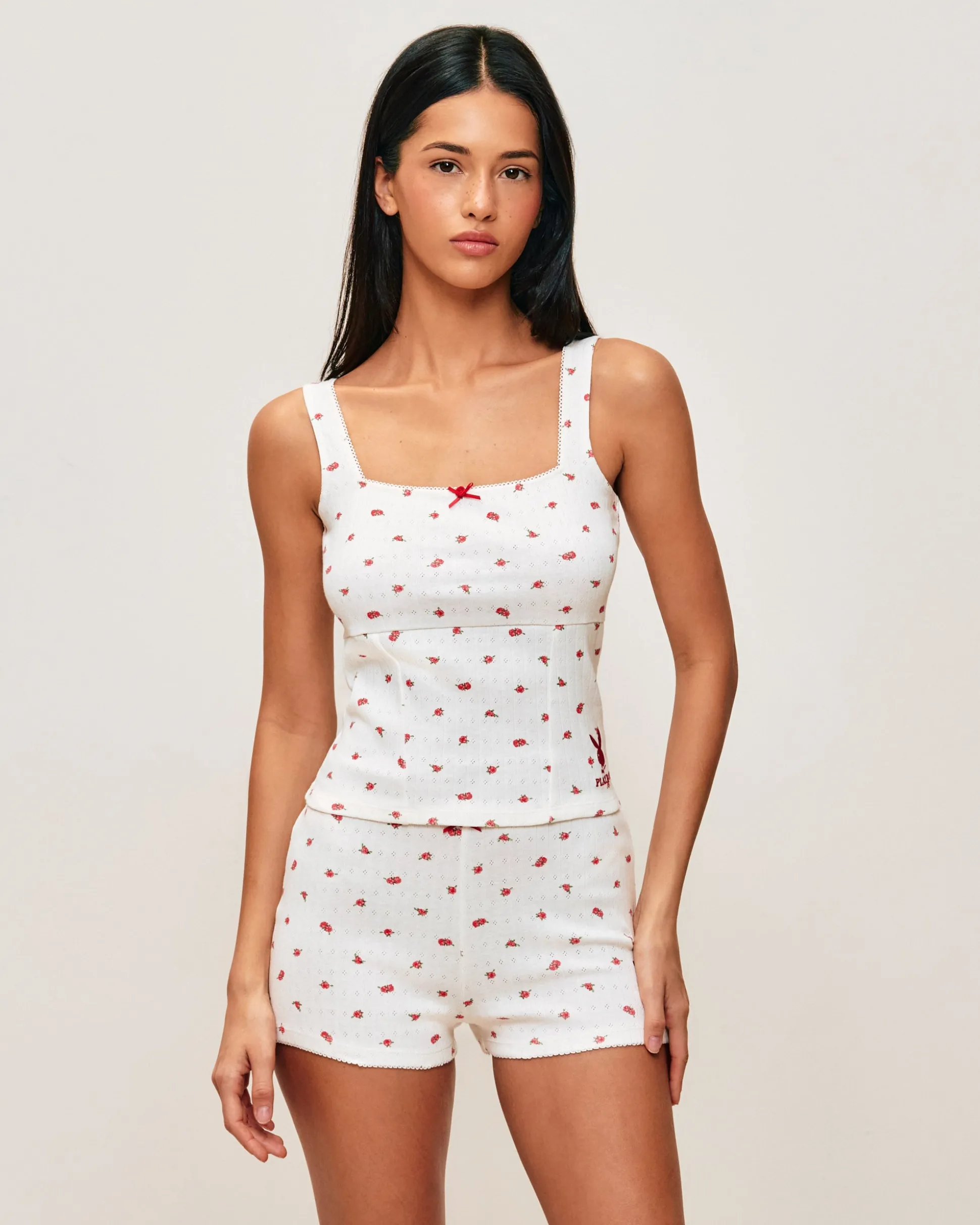 Débardeur en coton Playboy avec imprimé roses