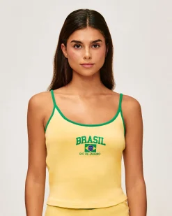 Débardeur à fines bretelles en jersey "Brasil"