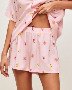 Ensemble chemise et short à motifs cocktails, fleurs et citrons