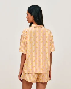 Ensemble chemise et short à rayures et motifs bananes