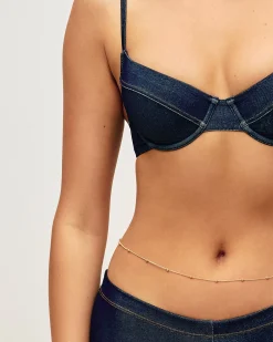 Haut de maillot de bain corbeille effet jean