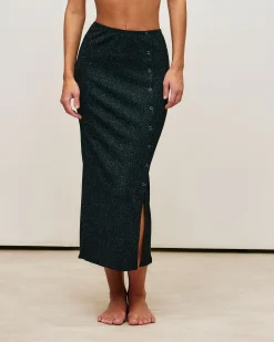 Jupe longue pailletée avec fente