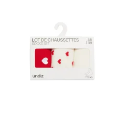 Lot de 3 paires de chaussettes coton à motifs coeurs