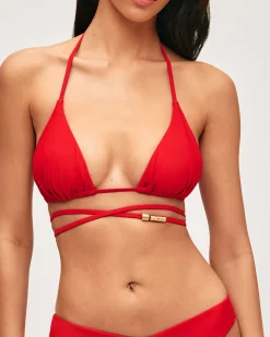 Maillot de bain triangle avec détail bijou sur les lassages