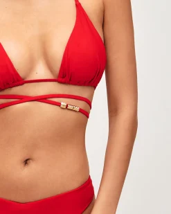 Maillot de bain triangle avec détail bijou sur les lassages