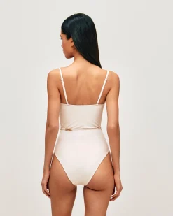 Maillot de bain une pièce avec ceinture et bijou doré