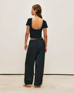Pantalon balloon en satin à pois