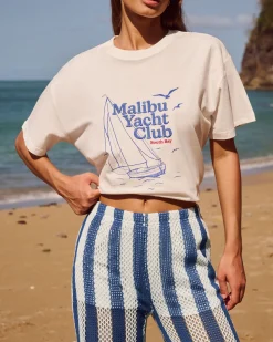 Pantalon crochet rayé avec short intégré
