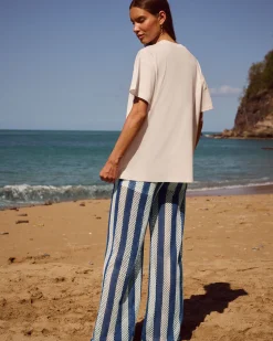 Pantalon crochet rayé avec short intégré
