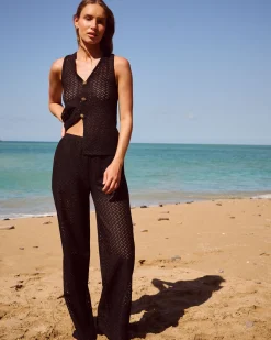 Pantalon droit crochet avec short intégré