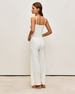 Pantalon droit en jersey à fleurs