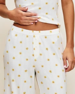 Pantalon droit en jersey à fleurs