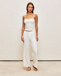 Pantalon droit en jersey à fleurs