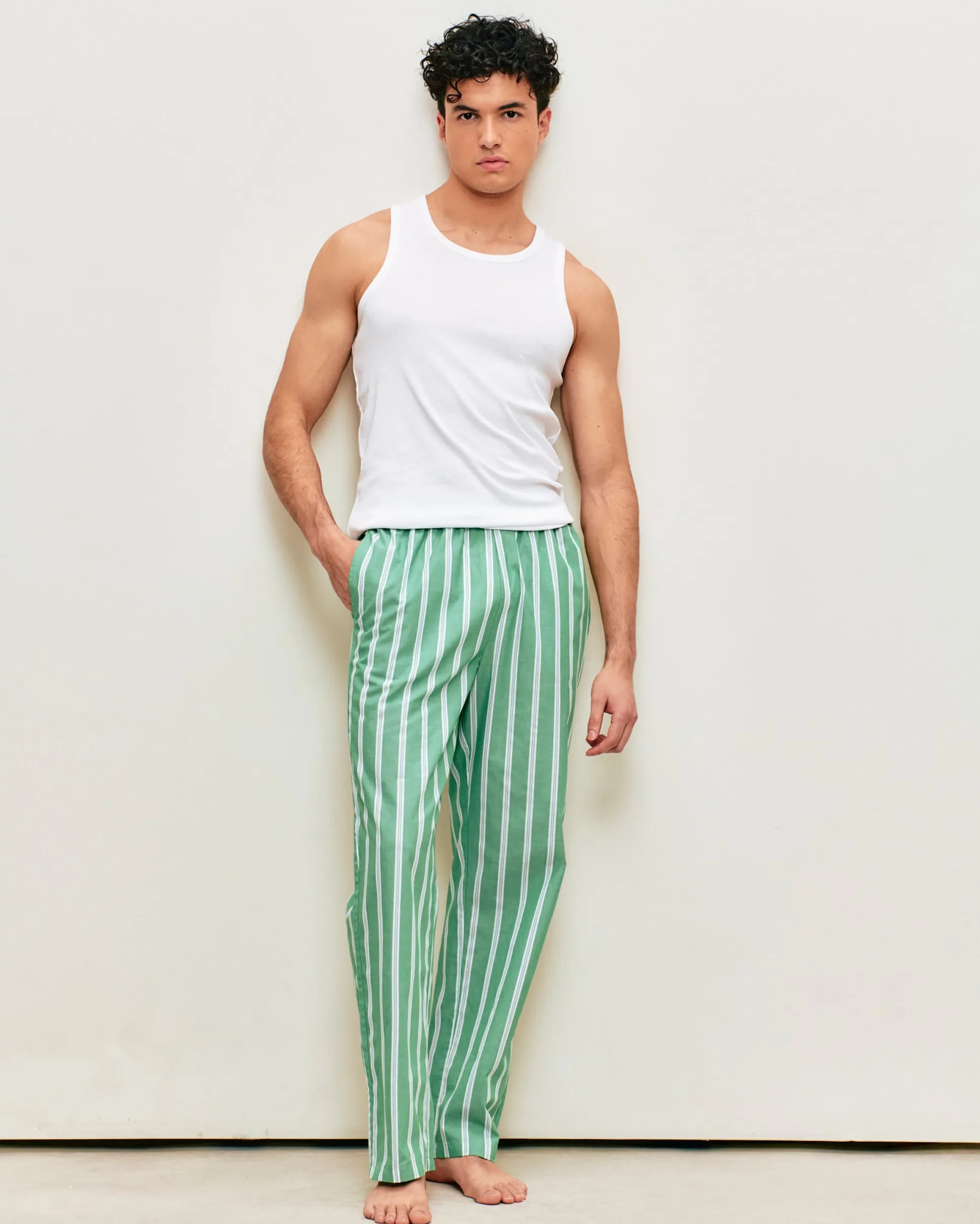 Pantalon en coton à rayures