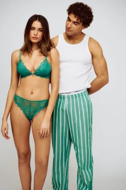 Pantalon en coton à rayures