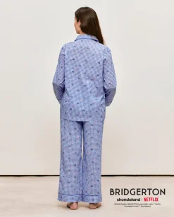 Pantalon en coton vichy avec motifs Bridgerton