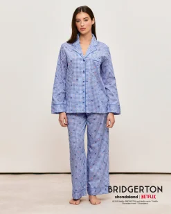 Pantalon en coton vichy avec motifs Bridgerton
