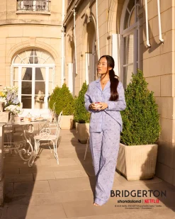 Pantalon en coton vichy avec motifs Bridgerton