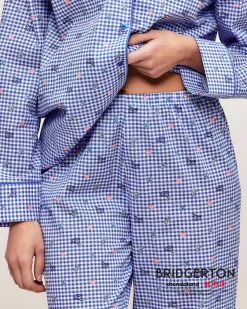 Pantalon en coton vichy avec motifs Bridgerton