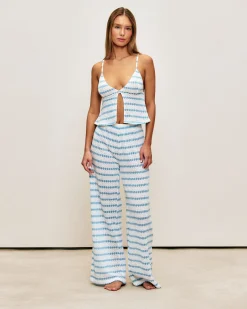 Pantalon en crochet avec motif rayé