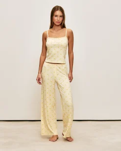 Pantalon en jersey côtelé avec motifs bananes