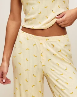 Pantalon en jersey côtelé avec motifs bananes