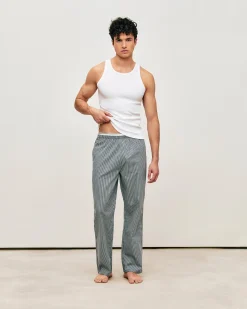 Pantalon en popeline à carreaux avec ceinture intégrée