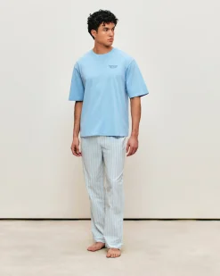 Pantalon en popeline de coton à rayures