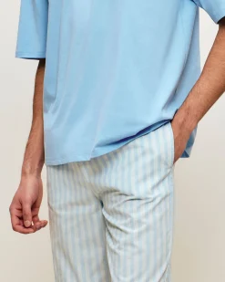 Pantalon en popeline de coton à rayures