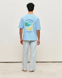 Pantalon en popeline de coton à rayures