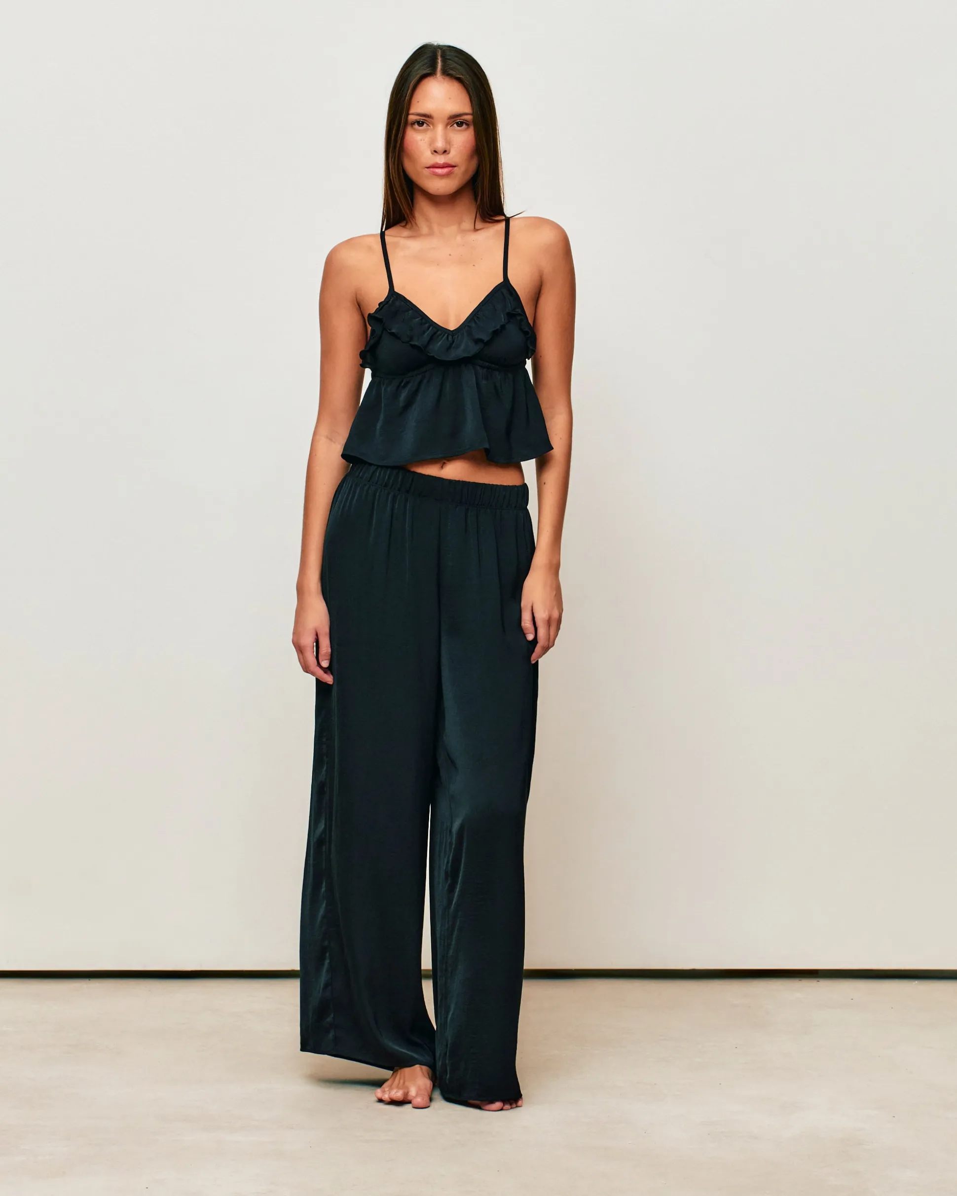 Pantalon large fluide en satin
