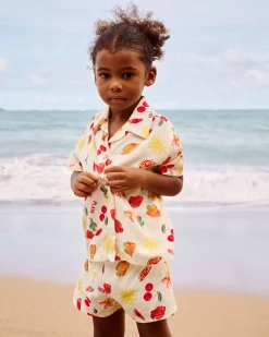 Set chemise à manches courtes et short à motifs fruits et fleurs