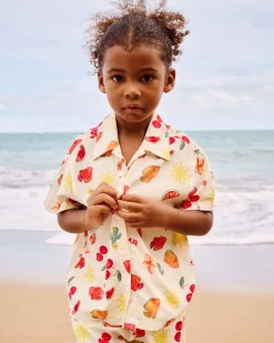 Set chemise à manches courtes et short à motifs fruits et fleurs