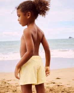 Short de maillot de bain à motif vichy gaufré
