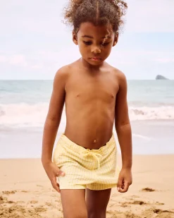 Short de maillot de bain à motif vichy gaufré