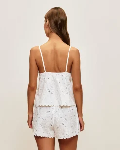 Short en coton avec broderie anglaise