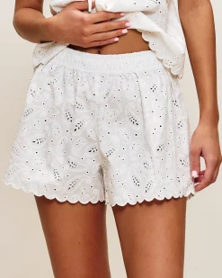 Short en coton avec broderie anglaise