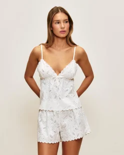 Short en coton avec broderie anglaise