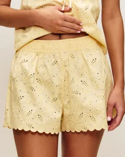 Short en coton avec broderie anglaise