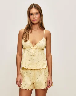 Short en coton avec broderie anglaise