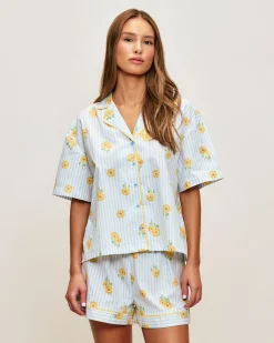 Short en coton imprimé tournesols